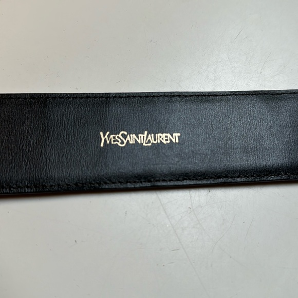 Yves Saint Laurent Vintage 80s Rare black Alligator Belt~Monogram Gold ❤️ Dangle - Picture 3 of 14